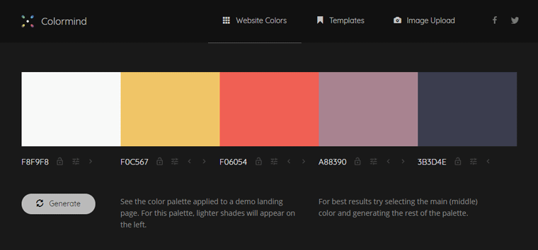 Colormind Website Colorsページ