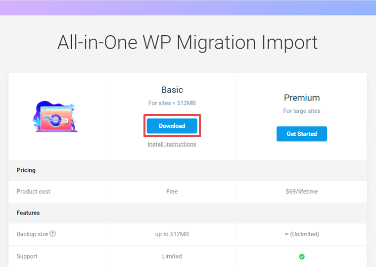 All-in-One WP Migration Import